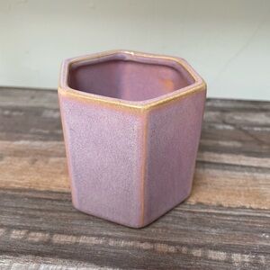 Hexagonal Pink Ceramic Planter 2.5” diameter